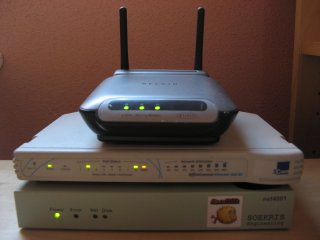 wireless G belkin, hub 3Com, soekris 4801